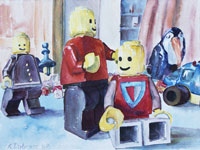 Lego 1, Aquarell, Stillleben